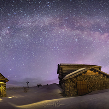 01 Outhouse, Cabin and Milky Way (Winter) Pano - Full Spectrum