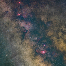 Milky Way Core and Nebulae - Visible + H-Alpha