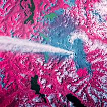 Infrared Image of a Volcano captured from the International Space Station by Astronaut Don Pettit using an infrared camera modified by Spencer's Camera & Photo of Alpine, UT.